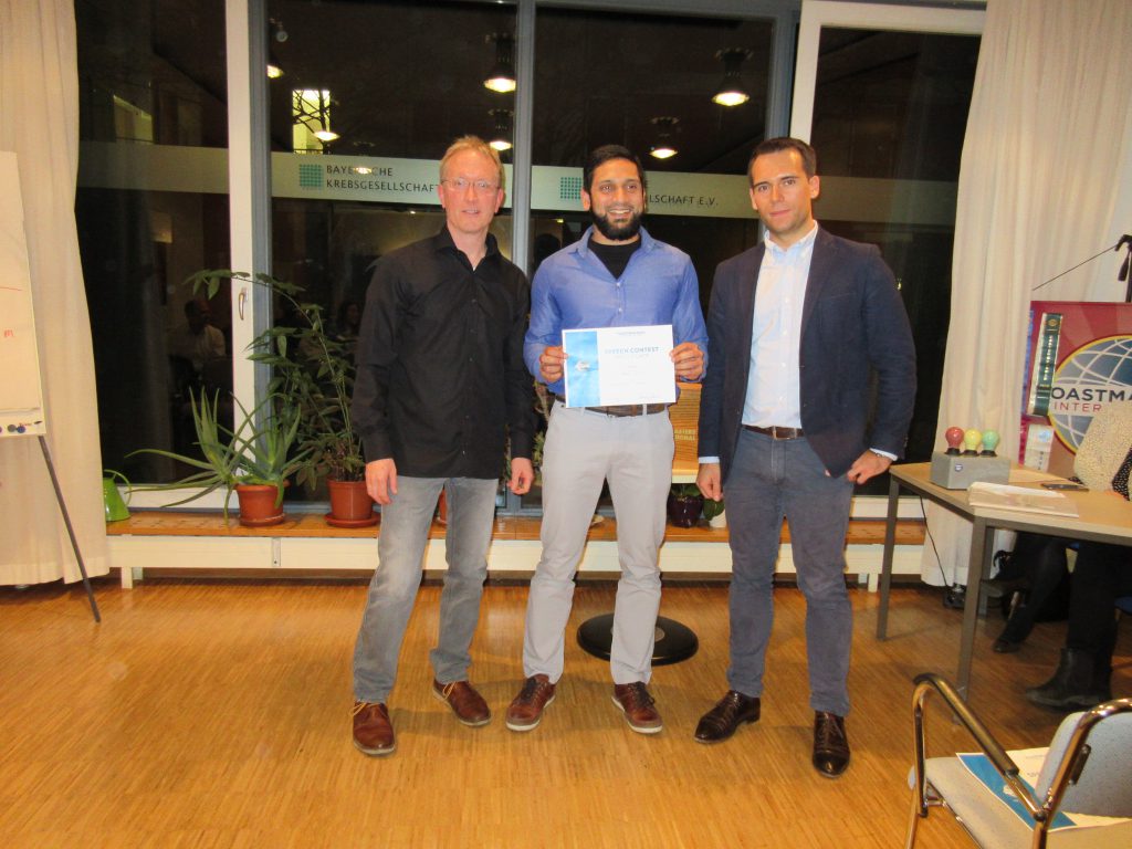 Winner Club competition Munich Toastmasters Evaluation March 2017